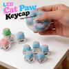 Cat Paw Fidget Spinner Keychain with Led Light Pressable Mechanical Keycap Stress Relief Toy,Anti-Anxiety Sensory Toy for ADHD