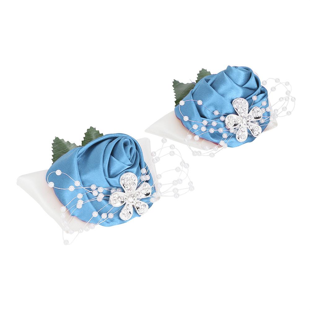 2pcs Hand Flower Bridesmaid Wrist Corsage Wedding Decorations    ;Wine Red:
