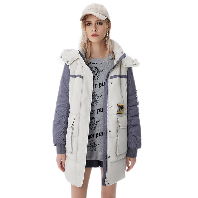 

Jinyujie Women s Mid-Length Hooded Down Parka with Fur Collar S