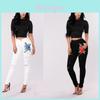 Jeans Skinny da Donna con Design Strappato e Vita Alta per Uso Casual e da Ufficio