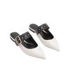 Rivet Sexy Pointed Flat Shoes Spring and Summer One-word Buckle with Rivet Bag Head Half Slippers Shoes Fashion