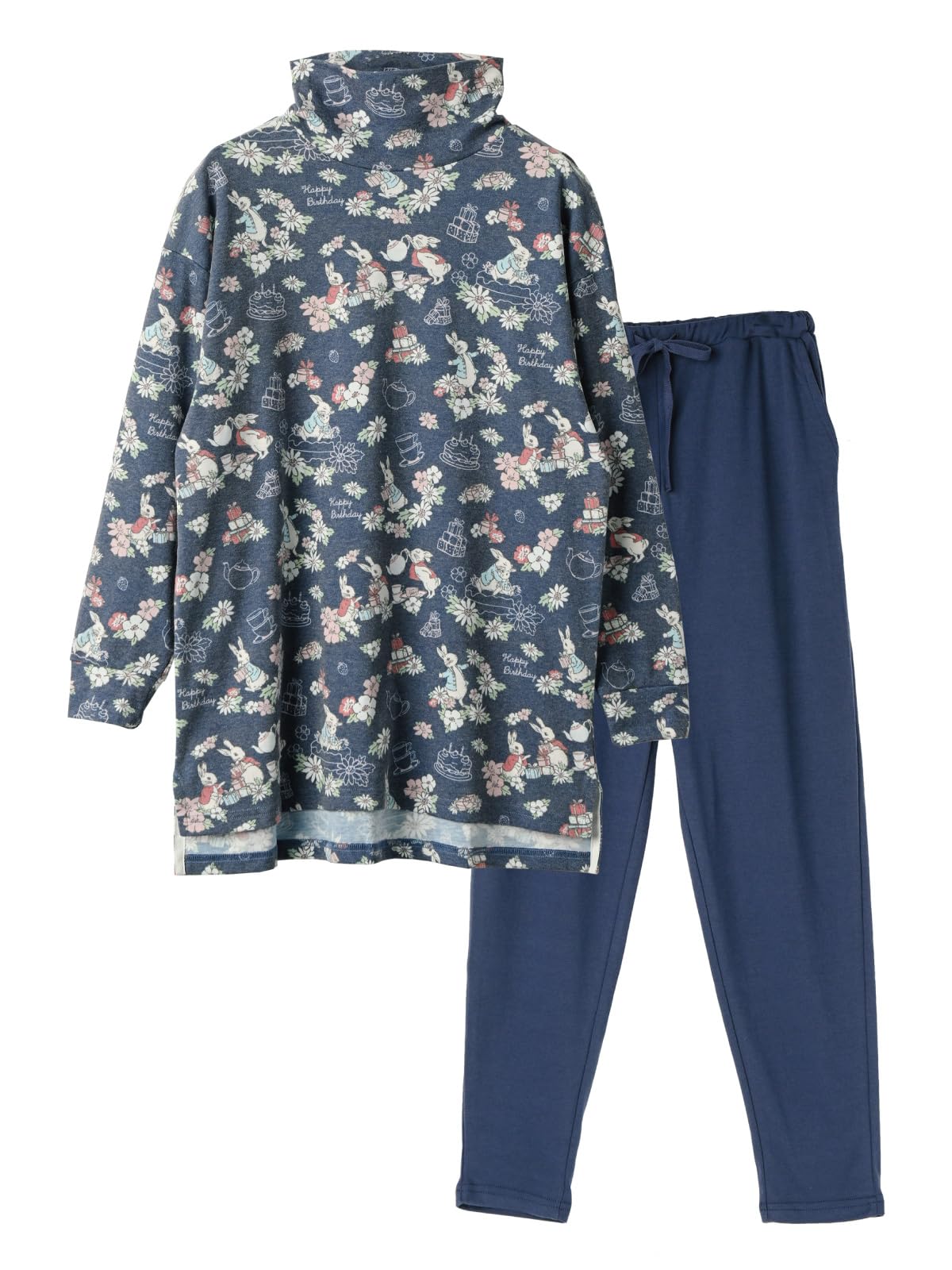 

Туника с длинным рукавом, плюс, свободная, милая, с принтом Питера, и брюки, аутентичный ПИТЕР, хлопок, впитывающая, для вечеринки по случаю дня рождения, [время отдыха], женская домашняя одежда, размеры, посадка,