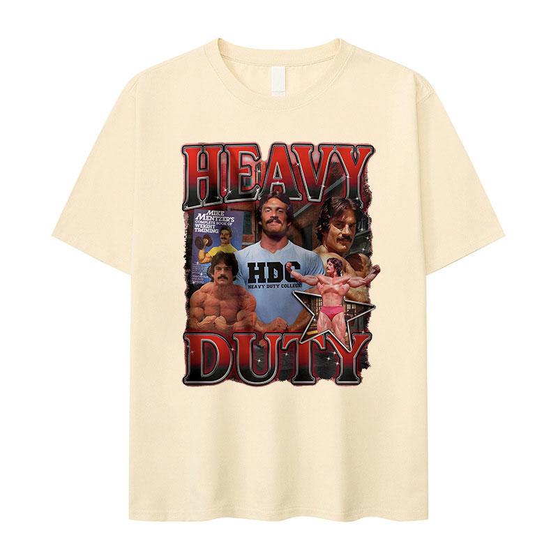 Heavy Duty Mike Mentzer Graphic T Shirt Bodybuilders Retro Fashion Short Sleeve T-shirts Men's Clothing Oversized Cotton T-shirt