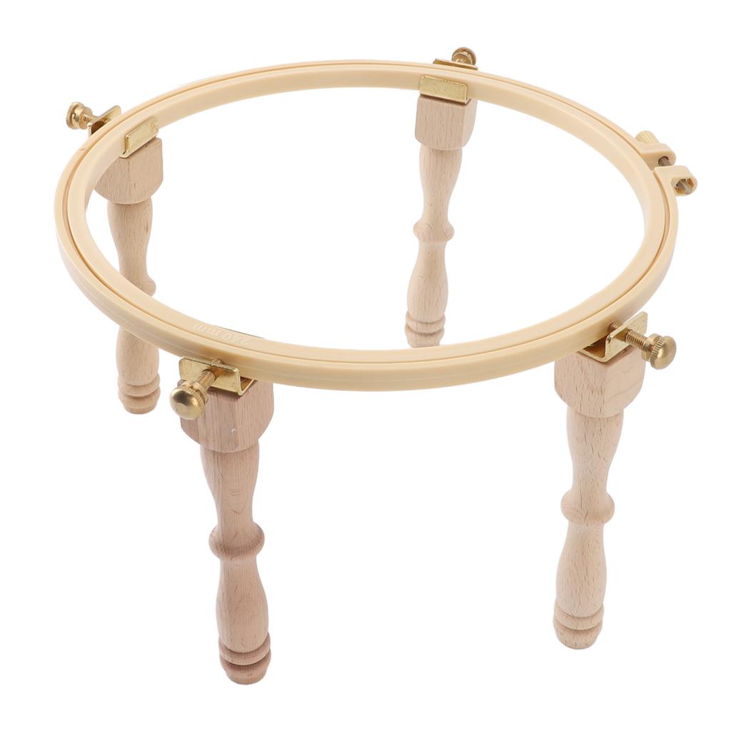 Desktop Embroidery Stand with 4 Legs Height Adjustment Wooden Frame Cross Stitch Hoop Holder for Home Use