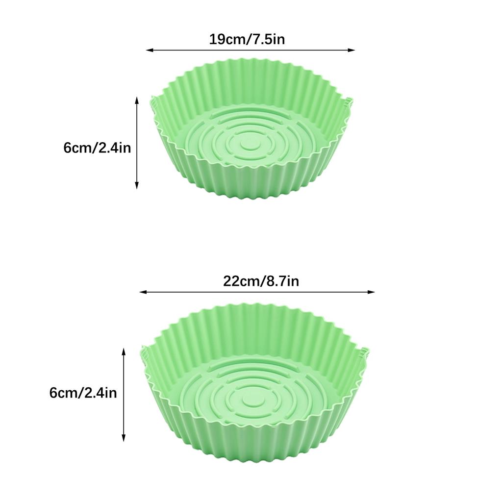 Reusable Silicone Air Fryer Liners Heat Resistant Non Stick Pot Holder Pad 19x22cm Red & Cyan