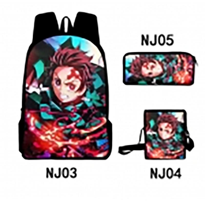 Demon Slayer Kimetsu No Yaiba Backpack Set With Breathable Polyester For School And Travel