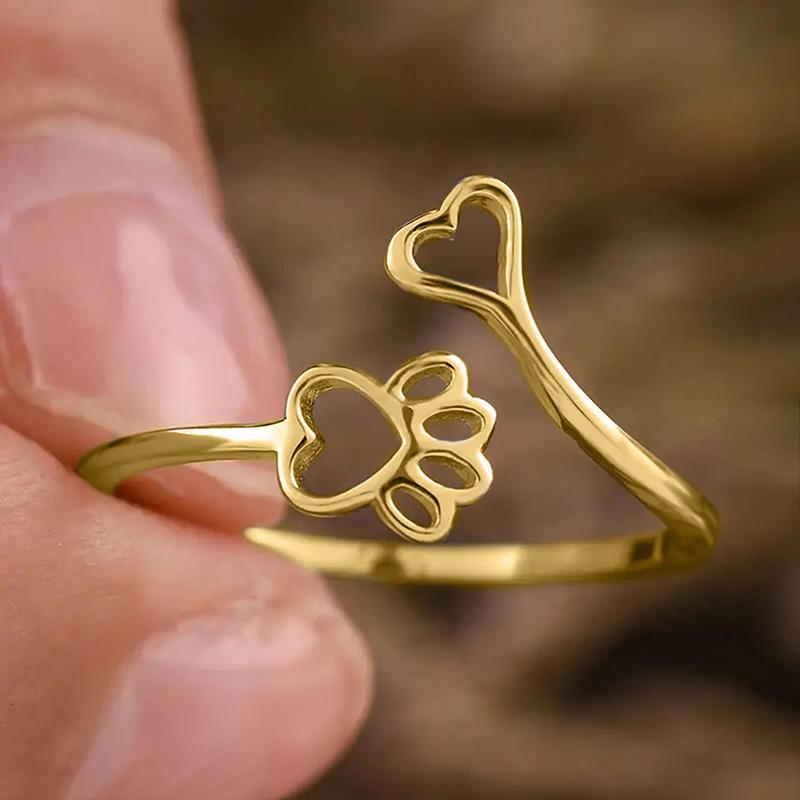 1 Stück Niedlicher Katzenpfoten Herzförmiger Ring, Niedlicher Stil Geschenk, Tägliche Abstimmung