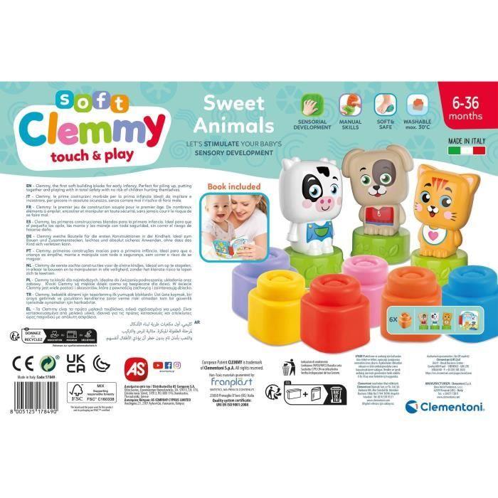 Clementoni - cubes &amp; animaux soft clemmy - 6 cubes + 3 personnages + livre
