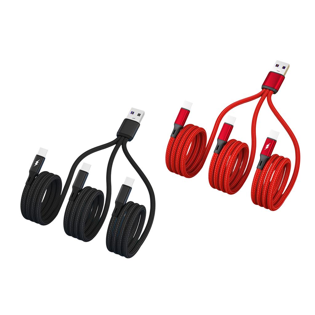 3 in 1 USB Cable, USB to 3x Type-C Connector Power Supply Cord Wire Quick Charging Charge Line Extension Cord