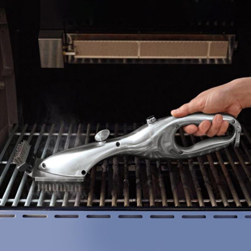 Grillbürste und Schaber, Dampf-Grillbürste aus Edelstahl, Grillreinigungsbürste BBQ-Reiniger Zubehör BBQ-Grillbürste