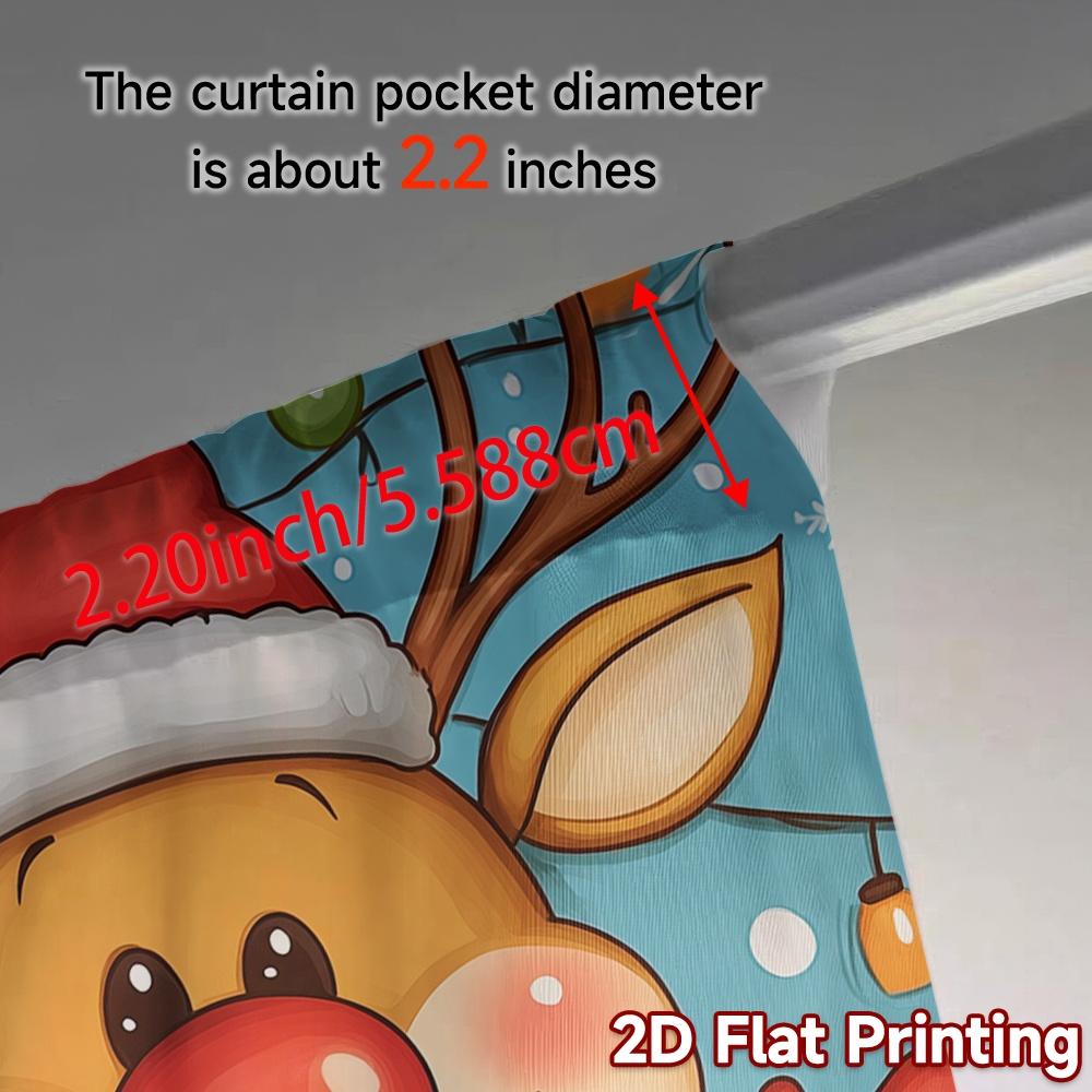 2pcs  Curtains Cute Reindeer Christmas (2) Chic Curtains&Drapes Semi-Sheer Curtains Decorations Outdoor Ldeal for Bedroom   Living
