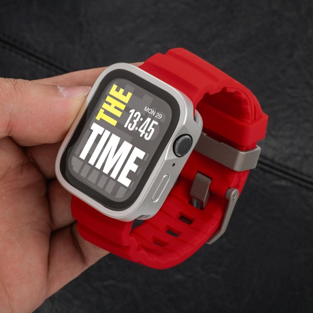 Silicone Strap + Aluminum Alloy Case For Apple Watch Ultra 3 49mm S11 S10 46mm For Apple Watch 9 8 7 45mm 6 5 4 SE3 44MM