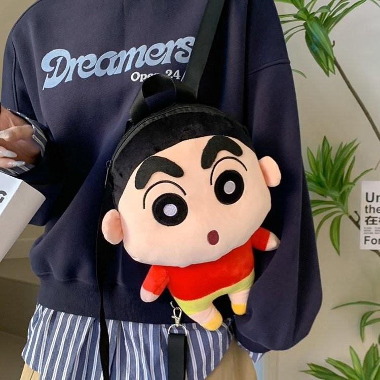 Nohara Shinchan Crayon Shiro Dog Anime Doll Cartoon Character Plush Backpack