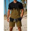 Men's Casual Sportswear Set, Breathable Outdoor Leisure Round Neck T-Shirt and Shorts Set, Summer Digital Print Set for Adults