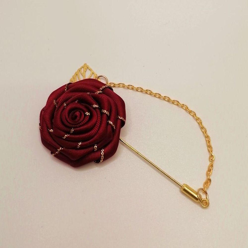 Accessories Colorful Leaf Lapel Decoration Rose Collar Needle Men Corsage Cloth Floral Badge