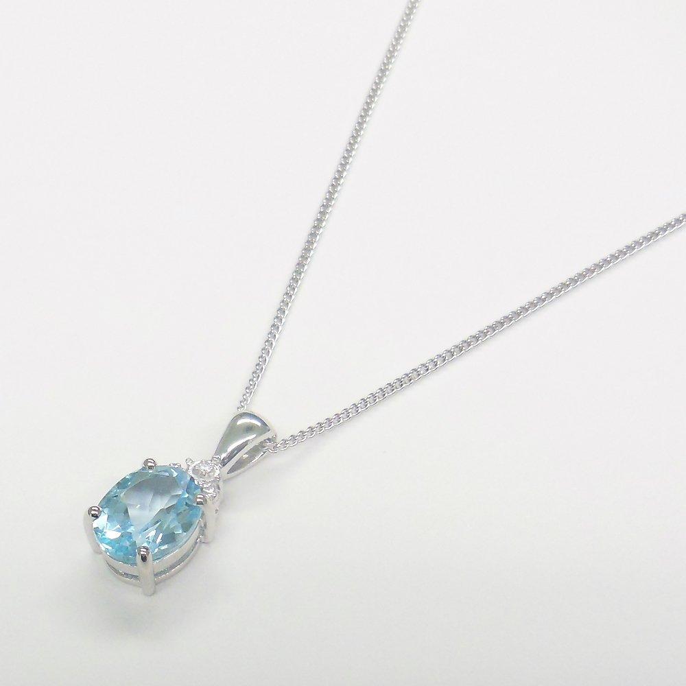 And My Jewelry Silver Large Carat Natural Blue Topaz Pendant Necklace [Your Box] 2.0 <November Birthstone>