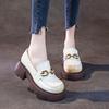 The first layer of cowhide loafers women's autumn 2025 new leather muffin thick-soled retro casual women's single shoes