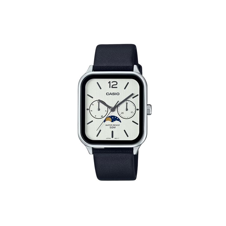 

Casio Standard Series 50M Waterproof Quartz Movement Genuine Leather Strap Watch Men watches White MTP-M305L-7AV Regular Watch Box,White Dial