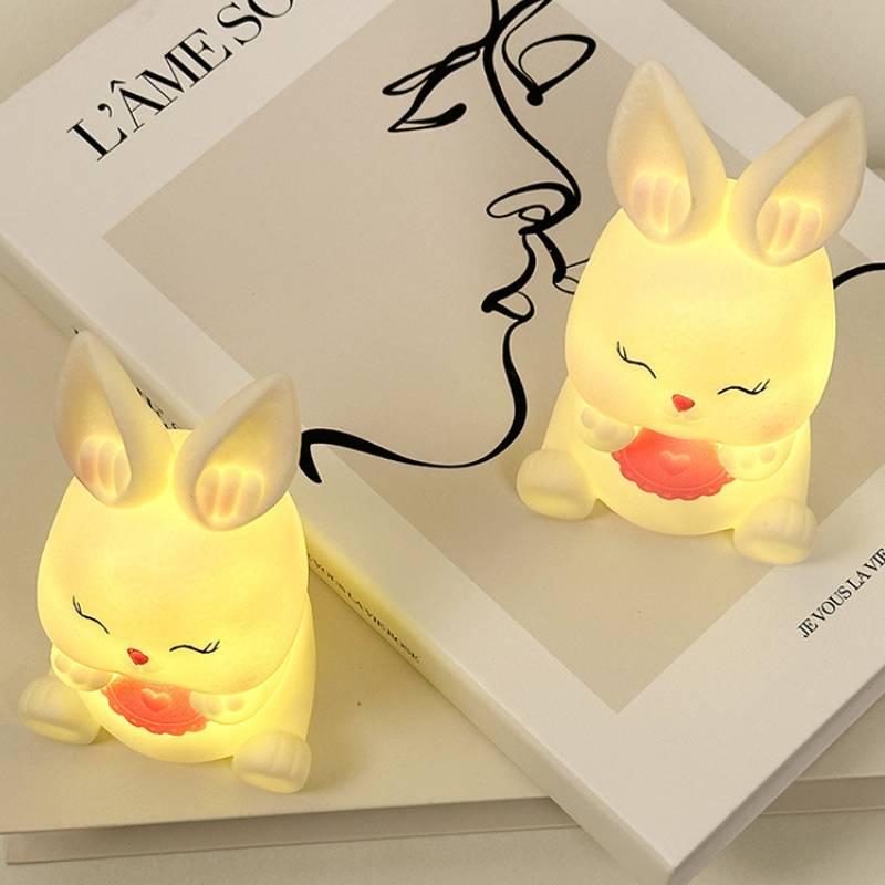 Creative Cartoon Rabbit Night Light Adorable Bedside Lamp Cute Decorative Gift Atmosphere Light