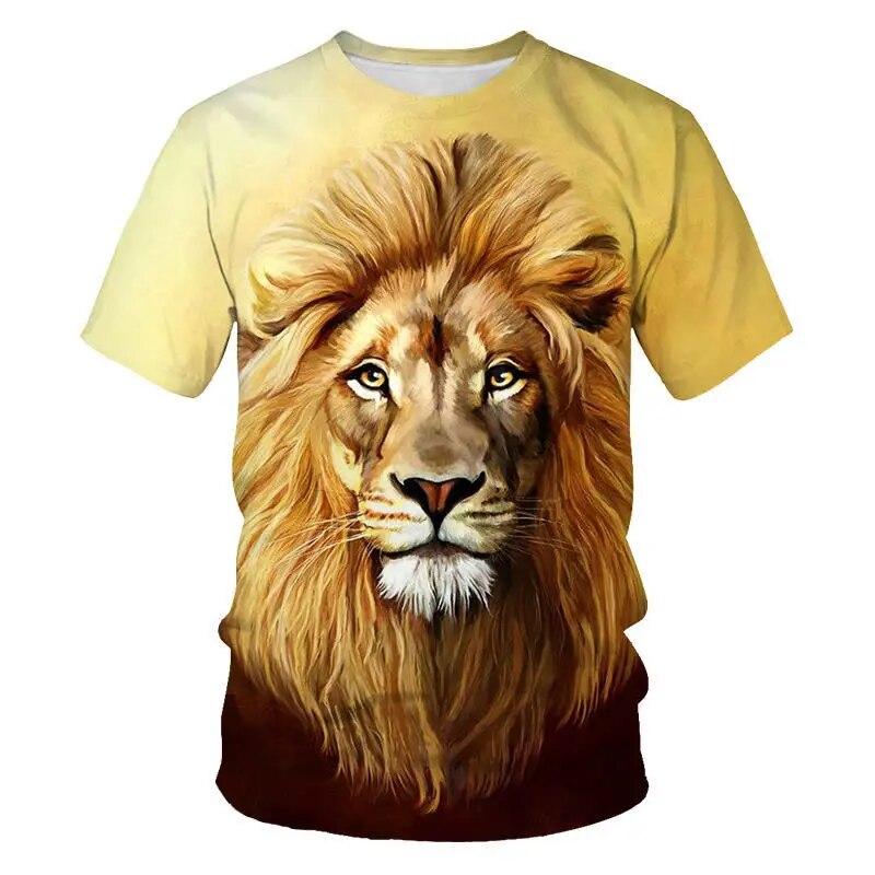 König der Tiere Löwe-Grafik-T-Shirts für Männer Sommermode Tiermuster-Druck-T-Shirt Lässiger cooler Stil Persönlichkeits-T-Shirt