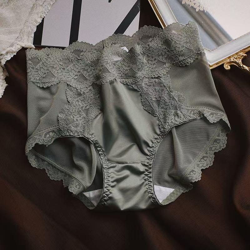 Seamless Satin Lace Tummy Control Thongs - Mulberry Silk, Breathable, Mid-Waist, Butt Lifting, Women s Panties M (80-100 jin)
