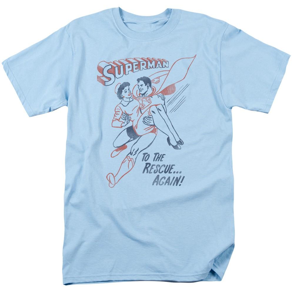 DC Comics - Superman - To The Rescue - Adult Unisex Short Sleeve T-Shirt - Blue 3XL