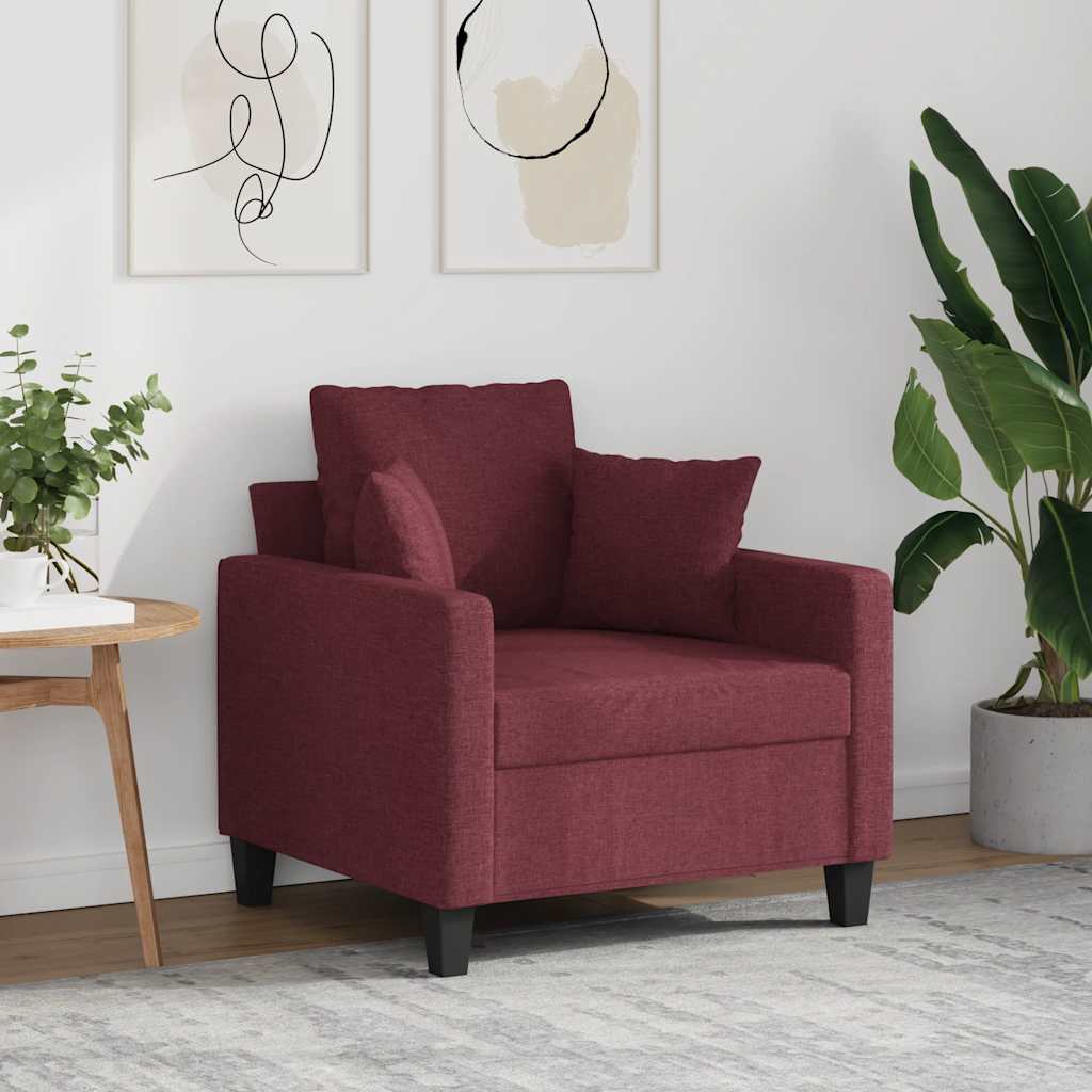 Vidaxl Armchair, Wine Red, 60 Cm, Upholstered In Fabric