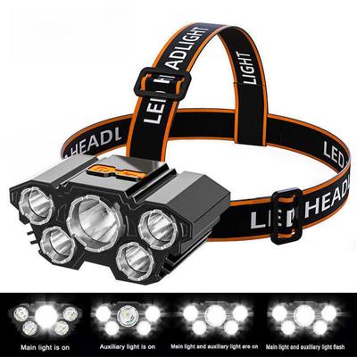 Lampe frontale rechargeable 5 LED étanche: Super Lumineux, Portable pour l'Éclairage Extérieur et la Pêche