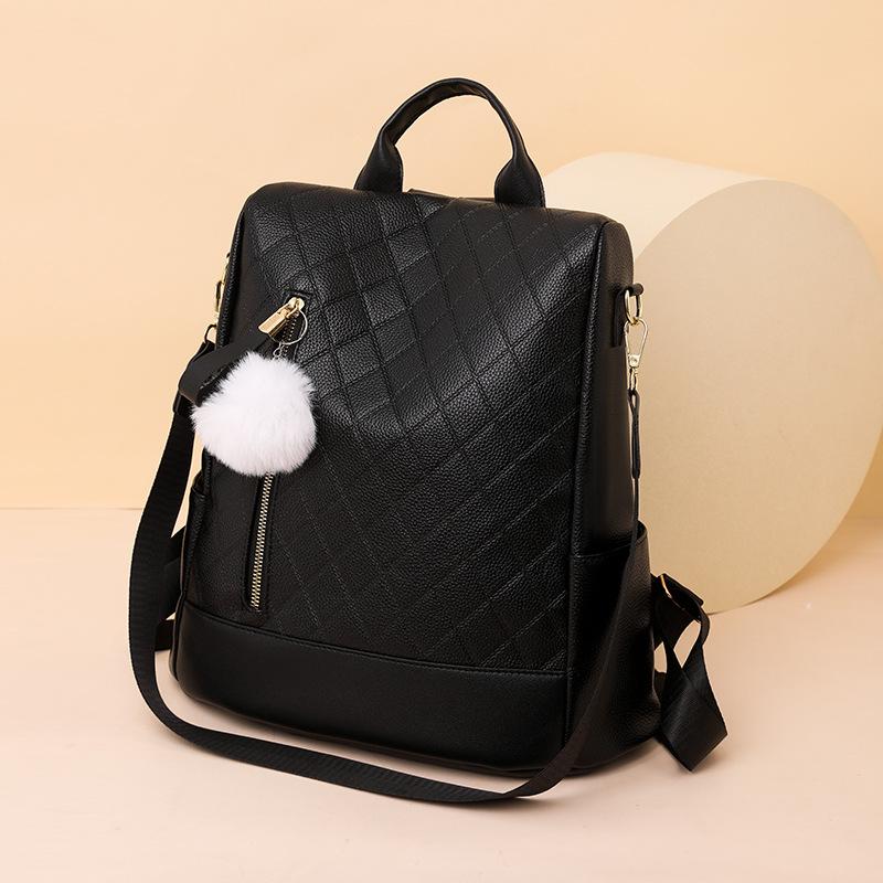 New Pu Women's Bag Backpack New Fashion Soft Leather College Style Backpack Simple Backpack