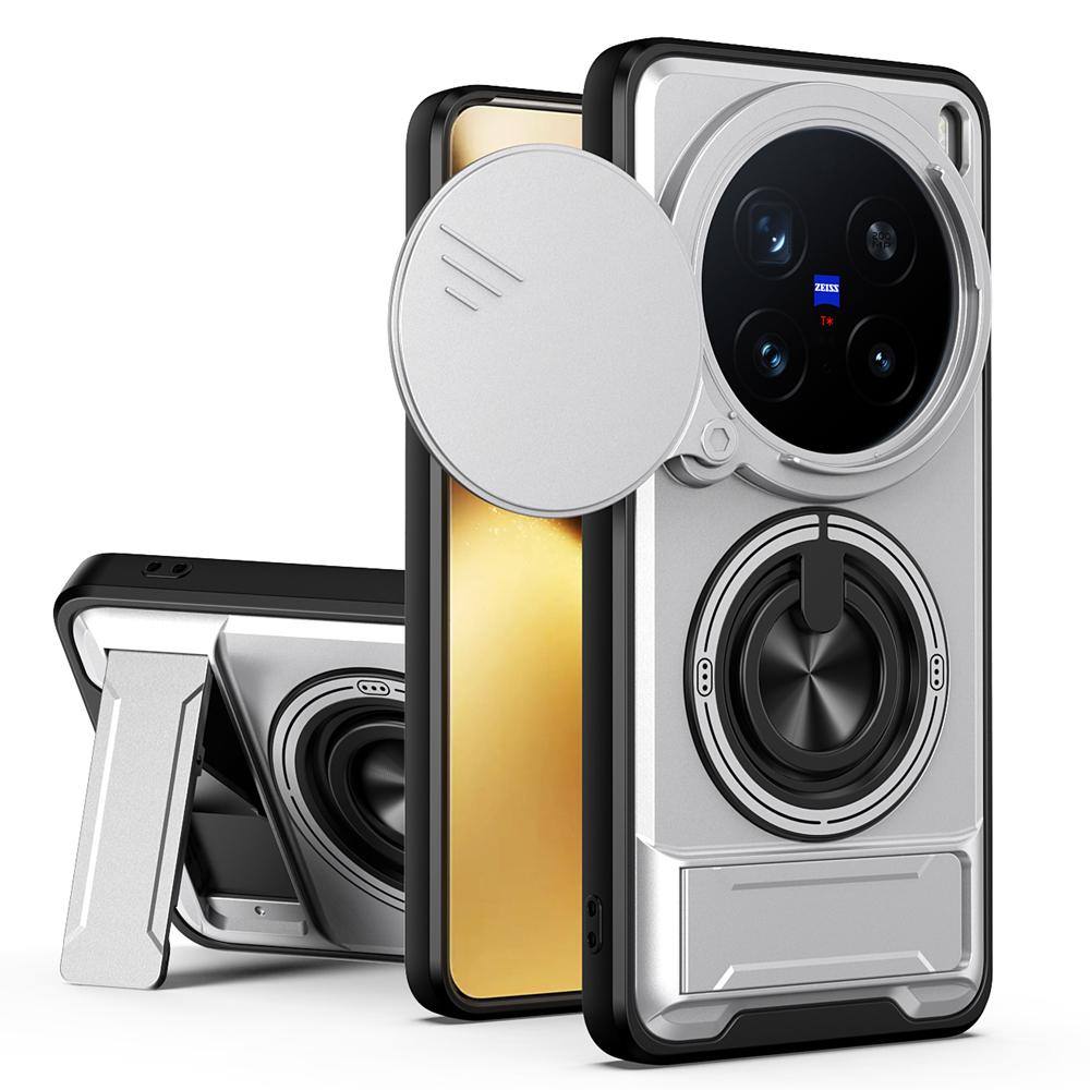 KEYSION Custodia Magnetica per Telefono per VIVO X200 Pro 5G Protezione Fotocamera a Scorrimento Supporto Verticale Anello a 360° Cover Antiurto per VIVO X200