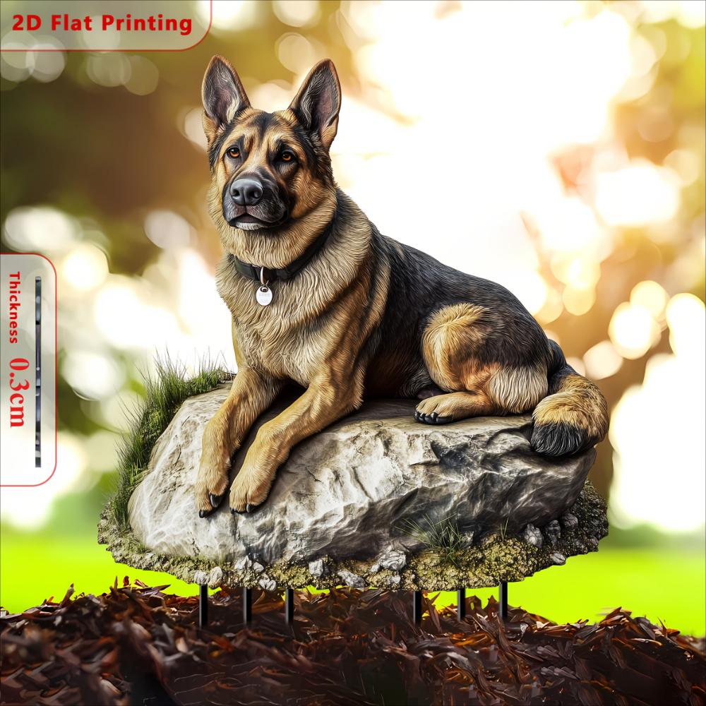 Câine ciobănesc acrilic, 2D plat, decorațiune de grădină, potrivit pentru ghivece de flori, sufragerie, petrecere, cadouri, ornamente
