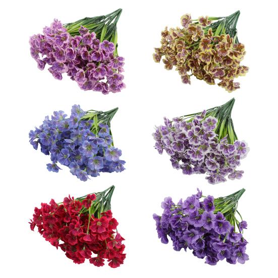 Artificial Violet Realistic Long Stem Fake Flower Home Office Wedding Party Table Centerpiece Indoor Outdoor Faux Bloom Decoration