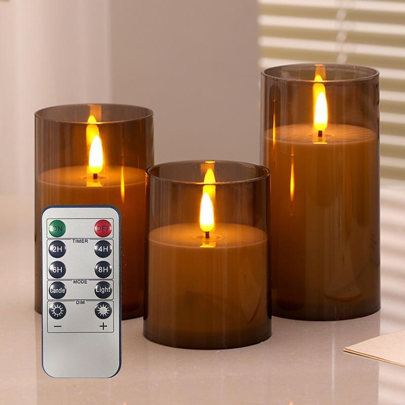 

Светодиодные электронные свечи свет Беспламенные Пульт Таймер Мерцающая лампа Прозрачное акриловое стекло Работают от батареек Свадебная вечеринка Рождество