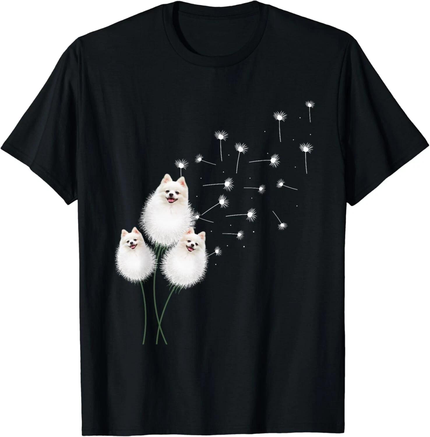 Pomeranian Dandelions Shirt – Puppy Animal Breeder Dog Lover Gift Unisex 4XL