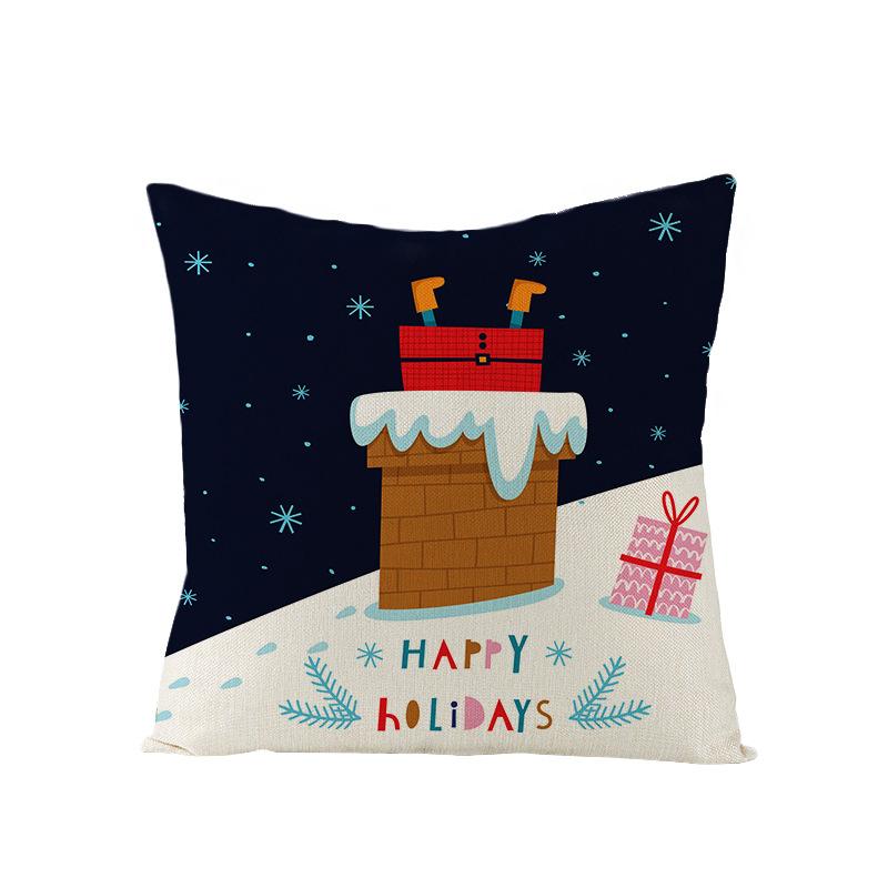Home Polyester Pillow Cover Cartoon Digital Print Christmas Cushion Cover Living Room Sofa Cushion Cover
