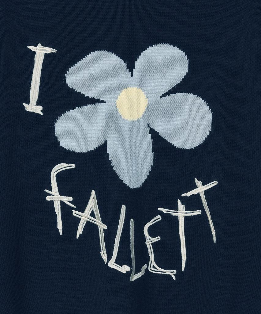 FALLETT Drawing Flower Knit Navy