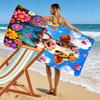 Fröhliche Haube mit Blumenmuster Strandtuch, schnell trocknend, geeignet für Reisen, Outdoor-Sport, Joggen, den Strand und Schwimmen, Geschenk