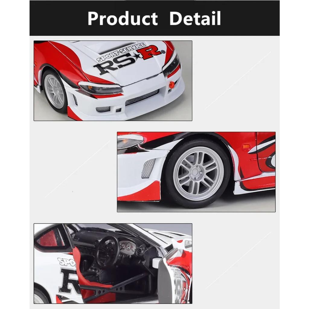 Welly 1/24 Nissan Silvia S15 RSR Alloy Sports Car Model Diecasts Metal Track Racing Car Vehicles Model Simulation Kids Toys Gift