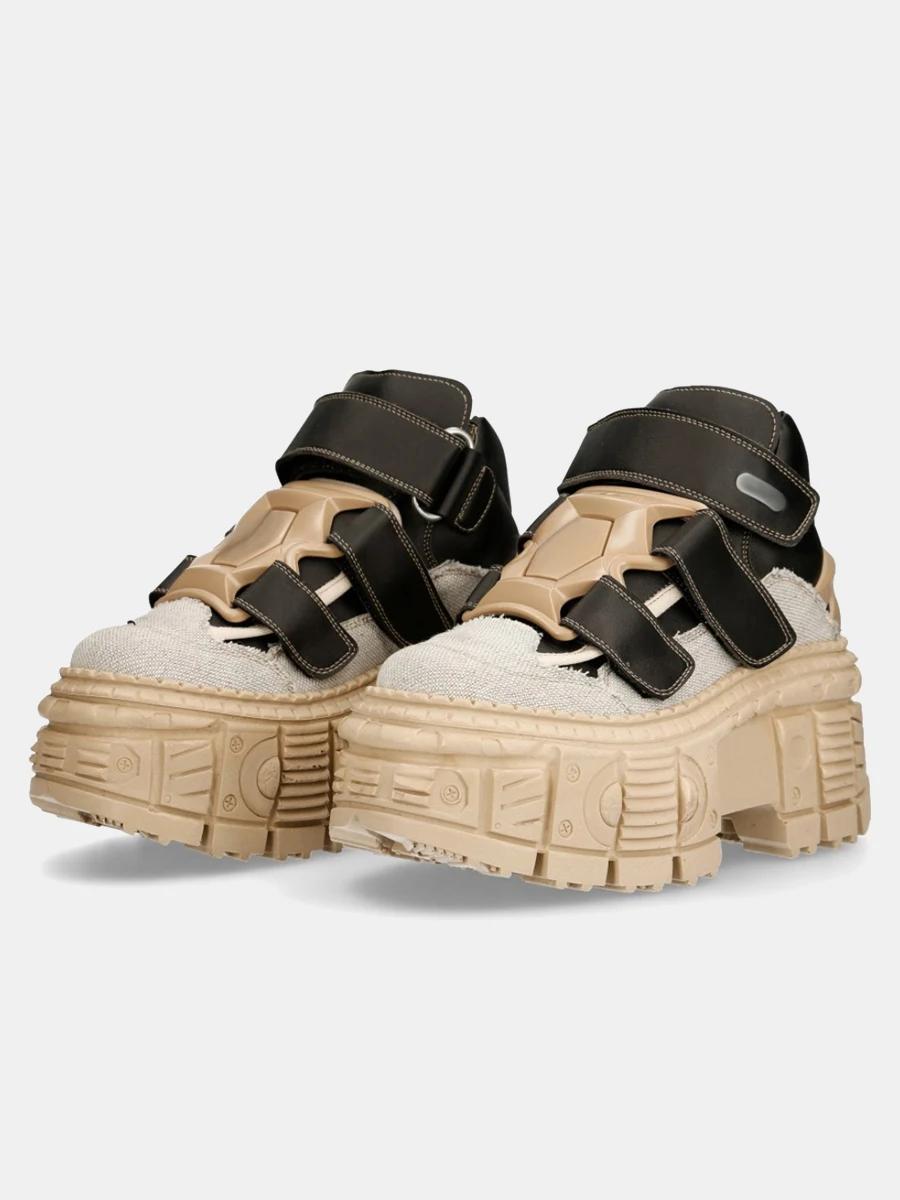 

Platform Round Toe Short Boots 2025 New Street Punk Rock Sports Casual Pumps Hook & Loop Mixed Color Fashion Women s Ankle Boots 35