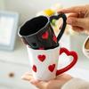 Couples Pink Coffee Mug Heart Ceramic Valentine's Day Romantic Water Mug Drinkware Sweet Design Couples Everyday Joys Expressing