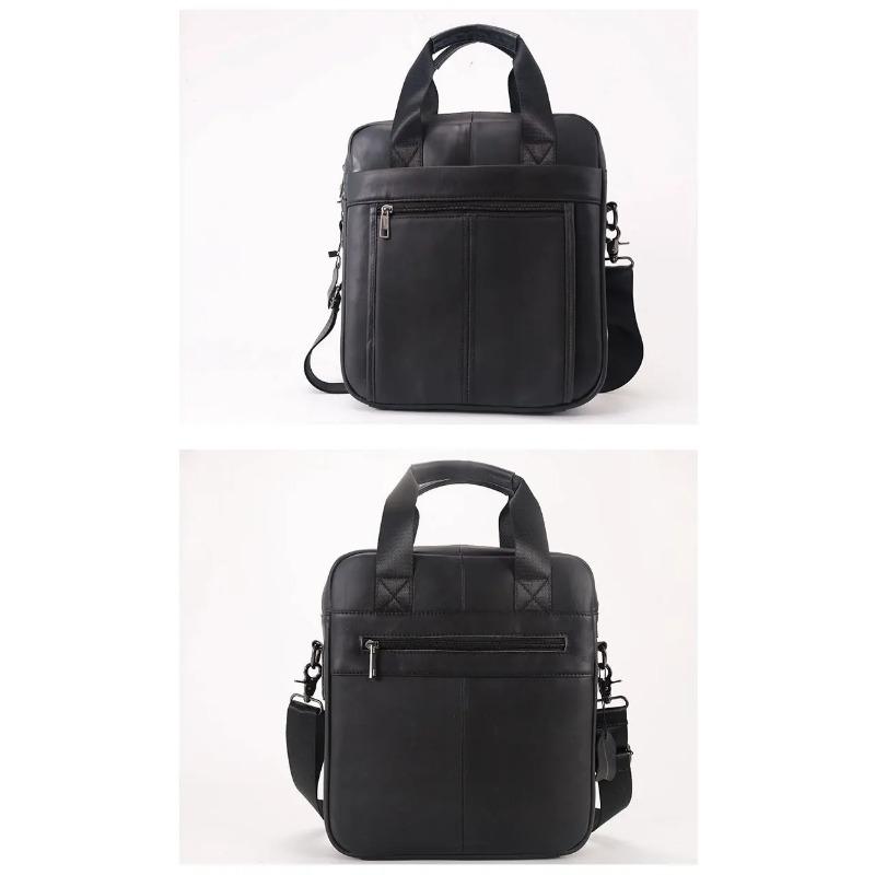 New men's handbag, 100% genuine leather shoulder crossbody bag vertical briefcase business trip messenger bag for 13.3-inch iPad