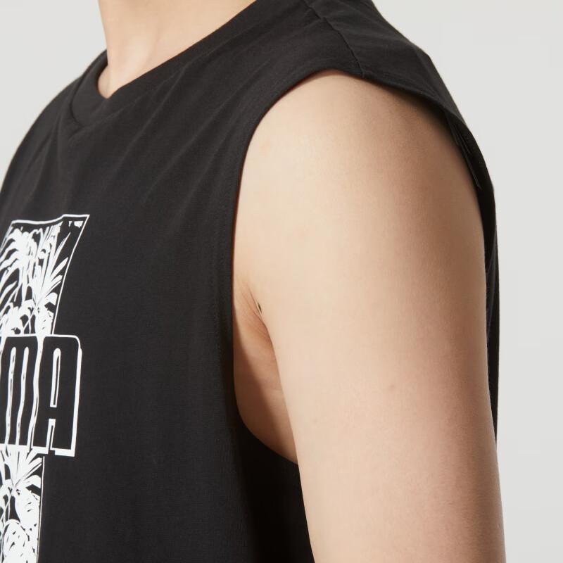 Puma Letter Print Running Fitness Outdoor Fashion Casual Comfortable Breathable Training Sports Round Neck Sleeveless Vest Men tops Black 684780-01