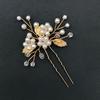 1 Zestaw spinki do włosów z kwiatem perłowym Zestawy grzebieni do włosów dla panny młodej Ślubne akcesoria do włosów Tiarki ze stopu ze złotym liściem Spinka do włosów księżniczki Modna biżuteria