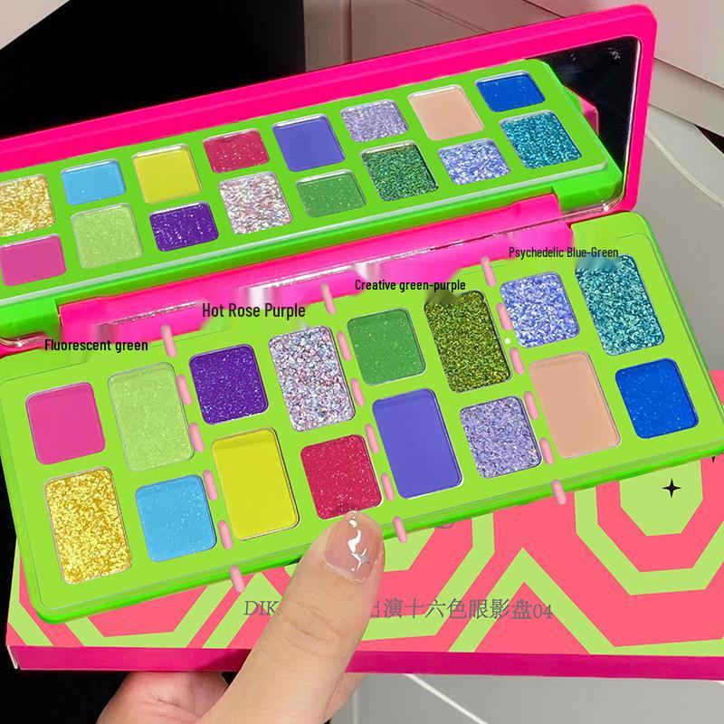 True Colors 16-Color Eyeshadow Palette: Matte, Shimmer, and Glitter for Cosplay, Stage, and Student Makeup.