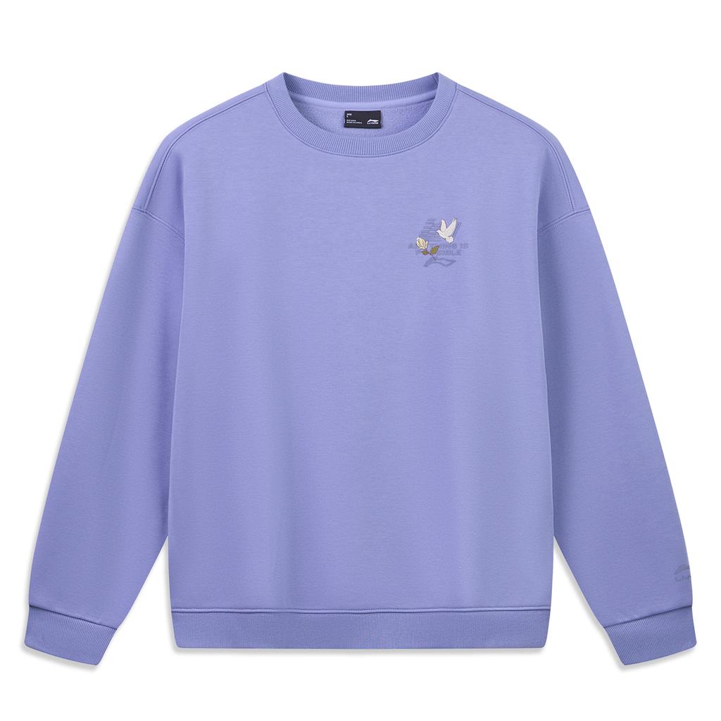 Li-Ning Sports Lifestyle Series Letter Versatile Simple Loose Sweatshirt Women sweatshirt AWDWF06-3