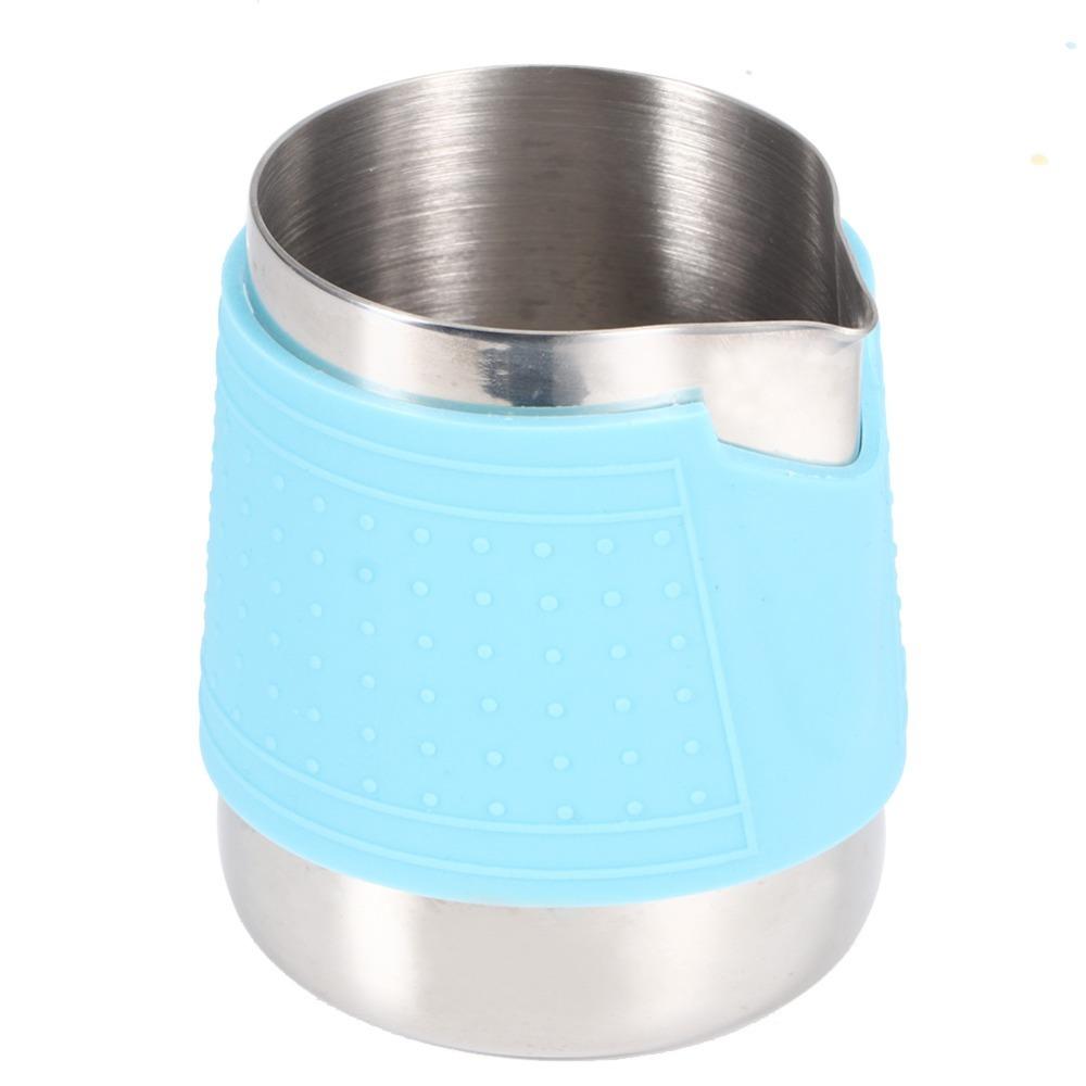 350ML Capacity Art Pitcher Silicone Heat Resistant Sleeve Rustless Steel Coffee Pour Jug Non-slip Cover