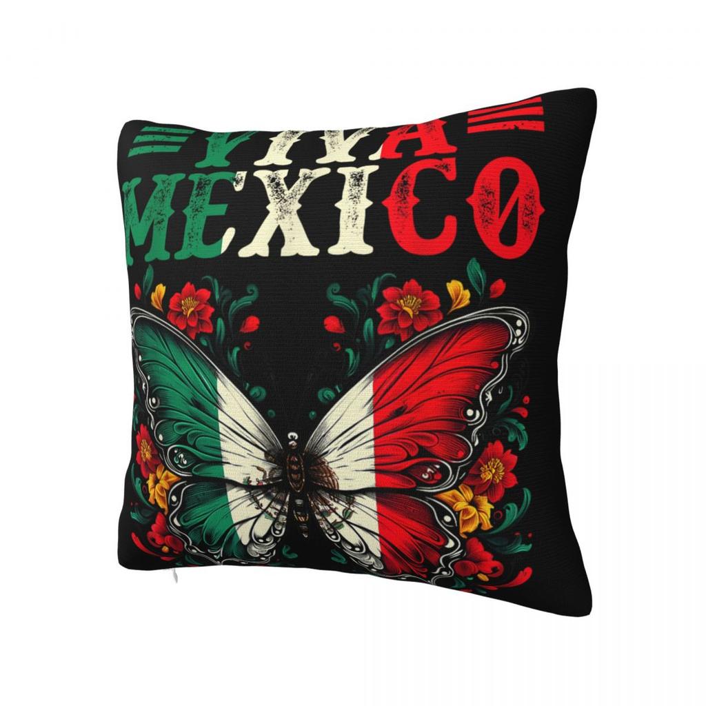 Viva Mexico Pillow Case Butterfly Flag Mexico Retro Pillow Cover Soft Cushion Cover Pillowcases For Sofa Bedroom Home Decor