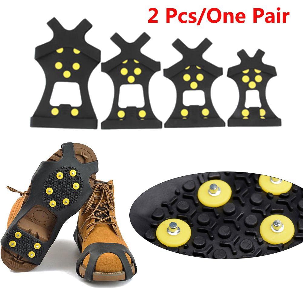 1 Pair 10 Studs Hiking Covers Anti-slip Snow Shoes Spikes Anti-Skid Ice Gripper Cleats Crampons