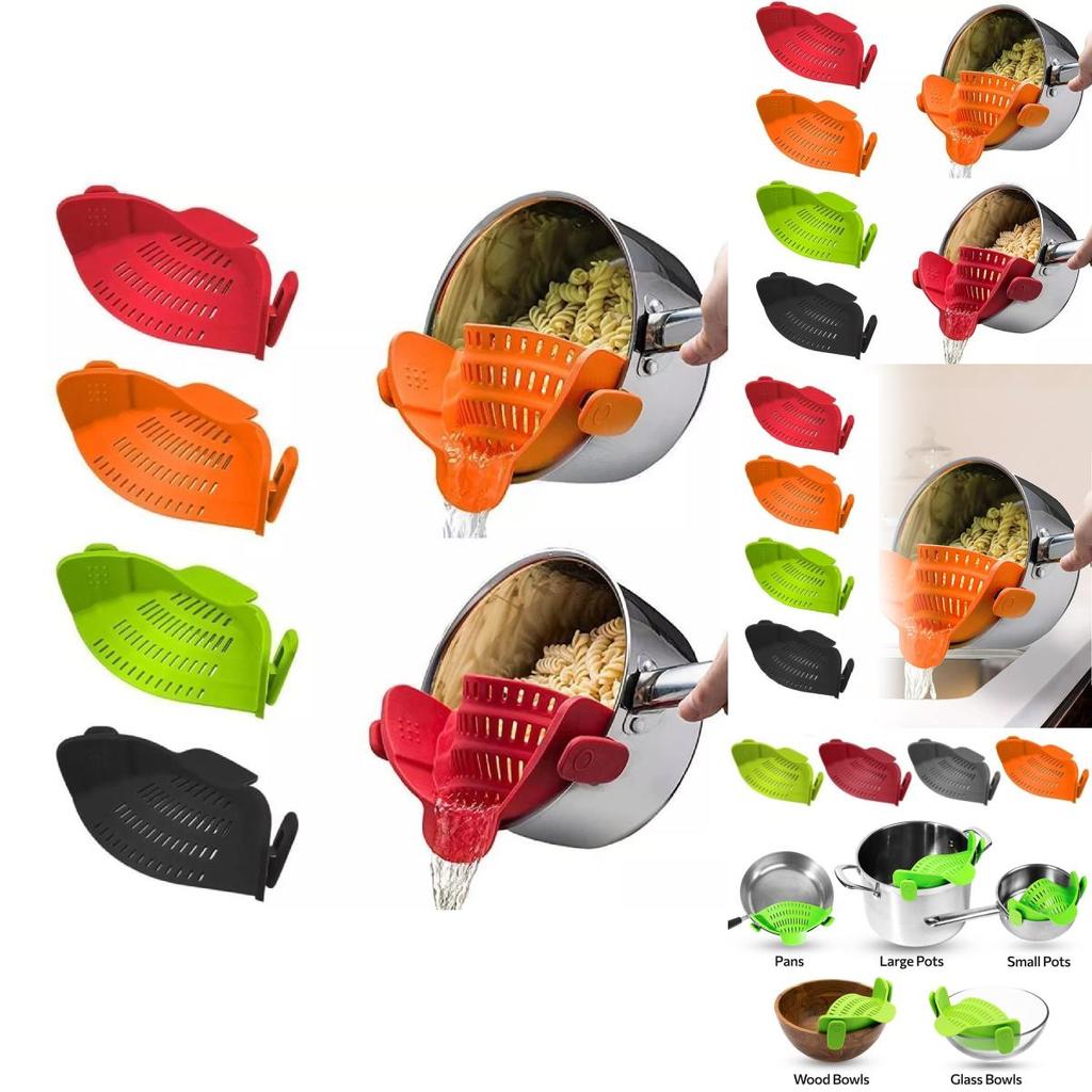 Premium Silicone Pasta Strainer Wide Mouth Colander For Effortless Vegetable And Fruit Drainage In Vibrant Colors