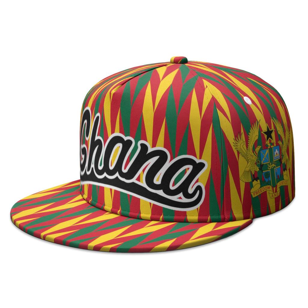Ghana Flat Brimmed Cap Custom Made Name Team Logo Hip-hop Hat Gha Country Travel Republic Nation Flag Ghanaian Photo Headgear